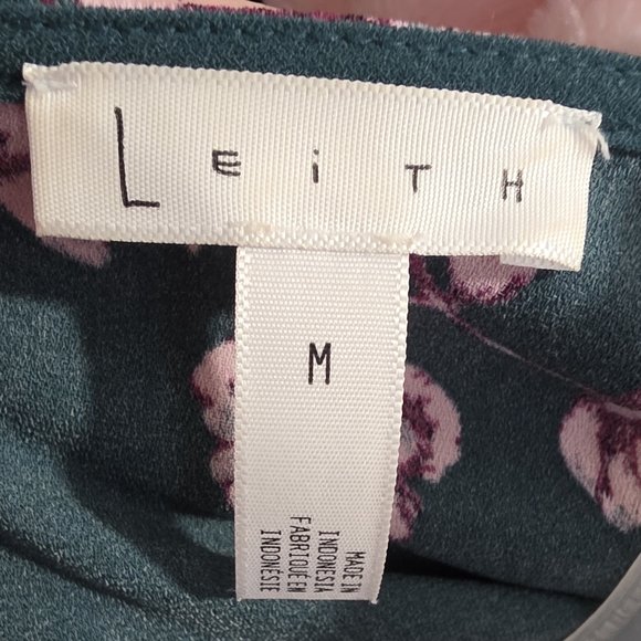 Leith Womens Teal Floral Long Sleeve Mini Dress Sz Medium - Picture 4 of 5